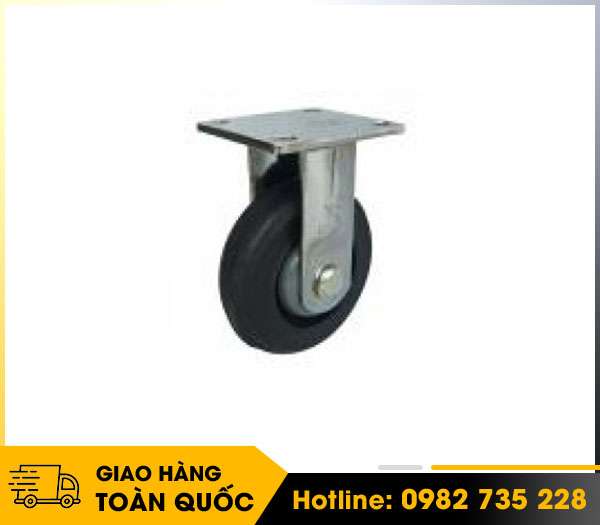 Càng C cố định, bánh xe cao su lõi gang