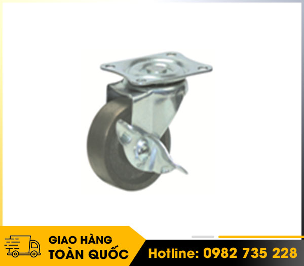 BÁNH XE SẮT ĐÚC ĐEN- KHÔNG VÒNG BI- CÓ KHÓA